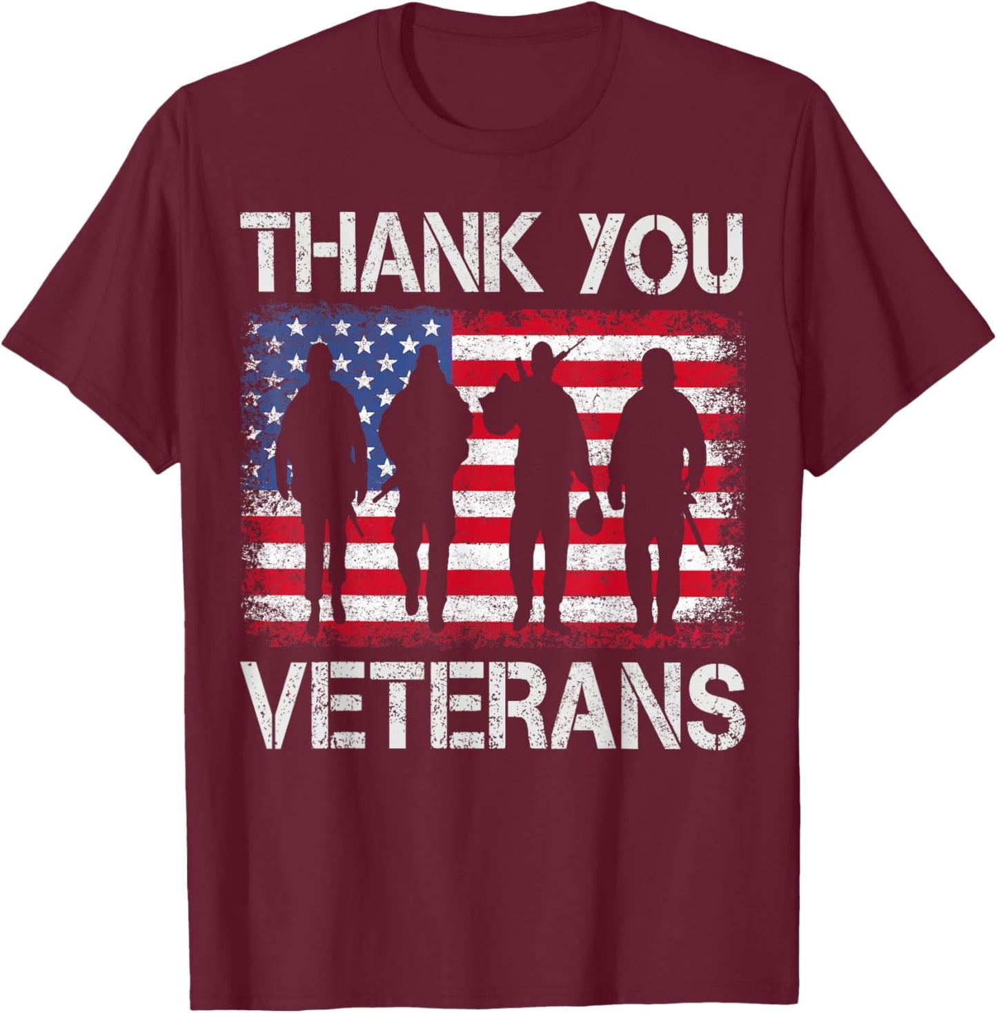 Veterans Day Shirt Gifts Thank You Veterans Proud T-Shirt - T-Shirt | Maroon