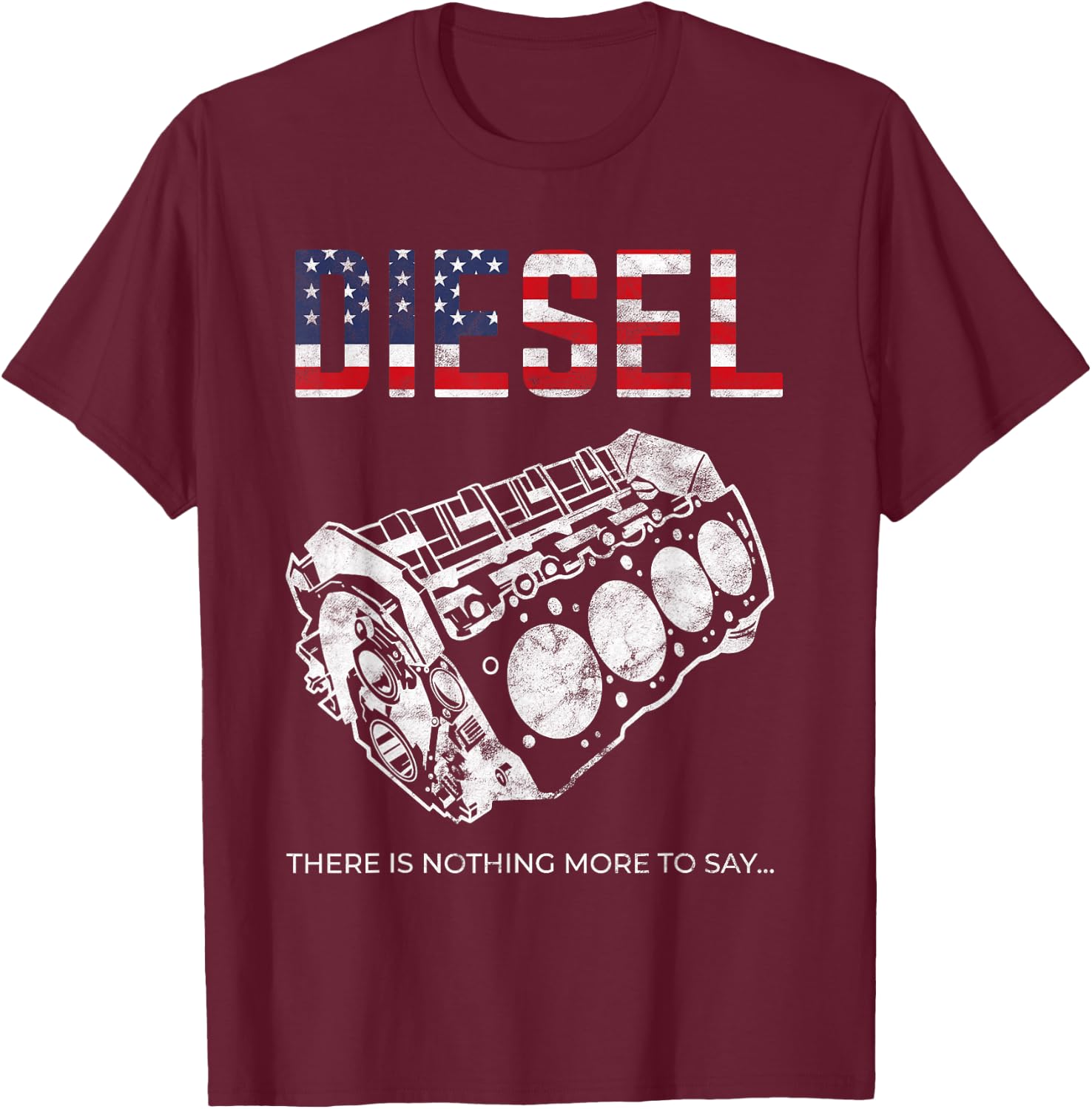 Diesel Car Engine USA Flag Mechanic T-Shirt - T-Shirt | Maroon