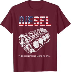 Diesel Car Engine USA Flag Mechanic T-Shirt - T-Shirt | Maroon
