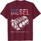 Diesel Car Engine USA Flag Mechanic T-Shirt - T-Shirt | Maroon