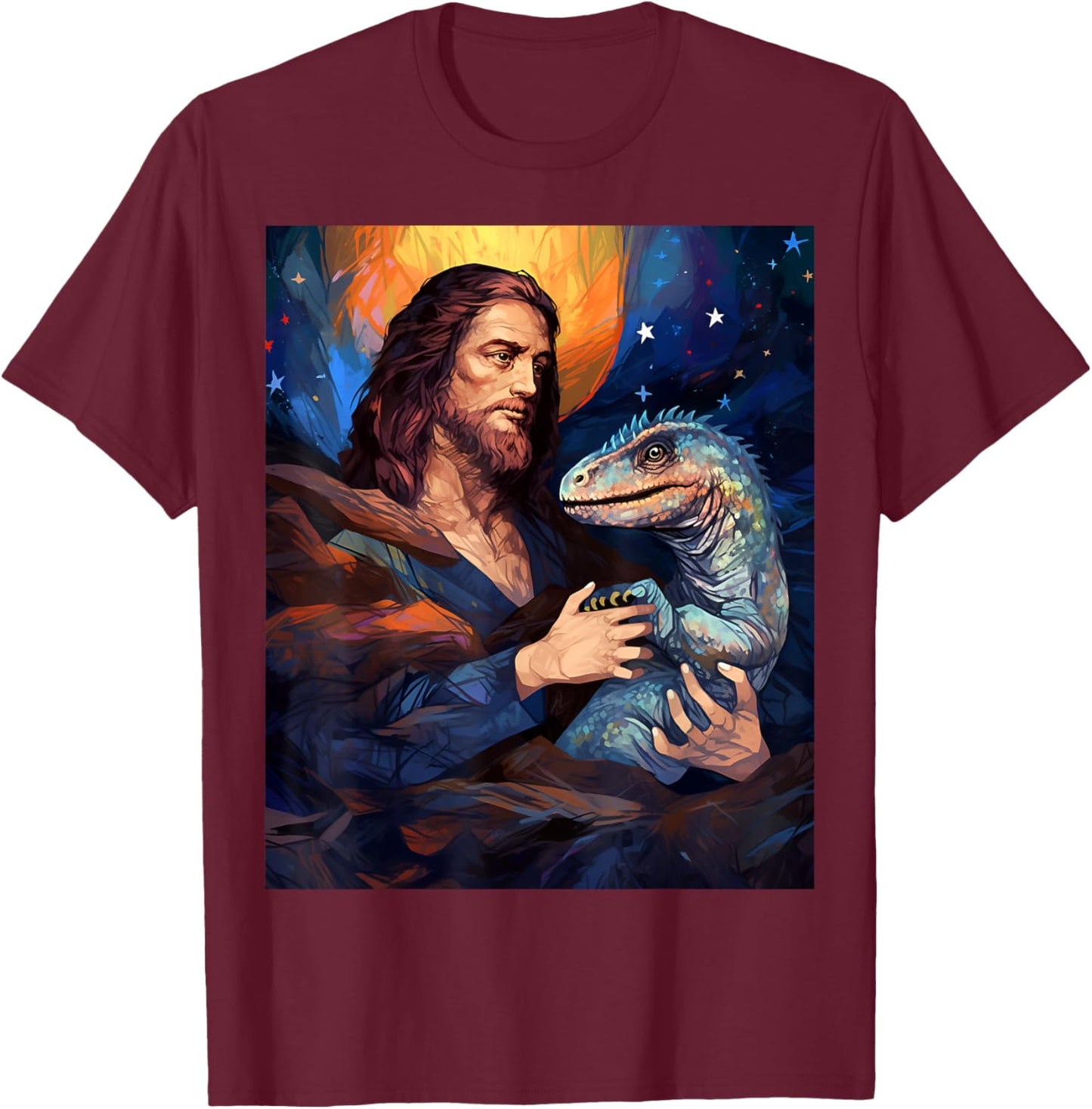 Dinosaur Jesus Shirts T Rex Funny Christian T-Shirt - T-Shirt | Maroon