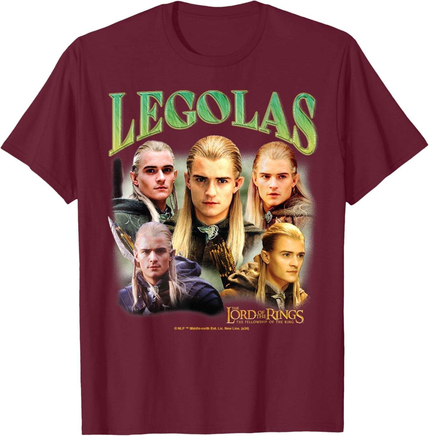 The Lord of The Rings - Fellowship of The Ring Legolas Elf T-Shirt - T-Shirt | Maroon