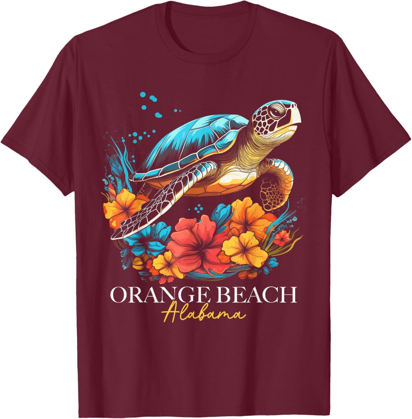 Orange Beach Alabama Sea Turtle Surf Surfer T-Shirt - T-Shirt | Maroon
