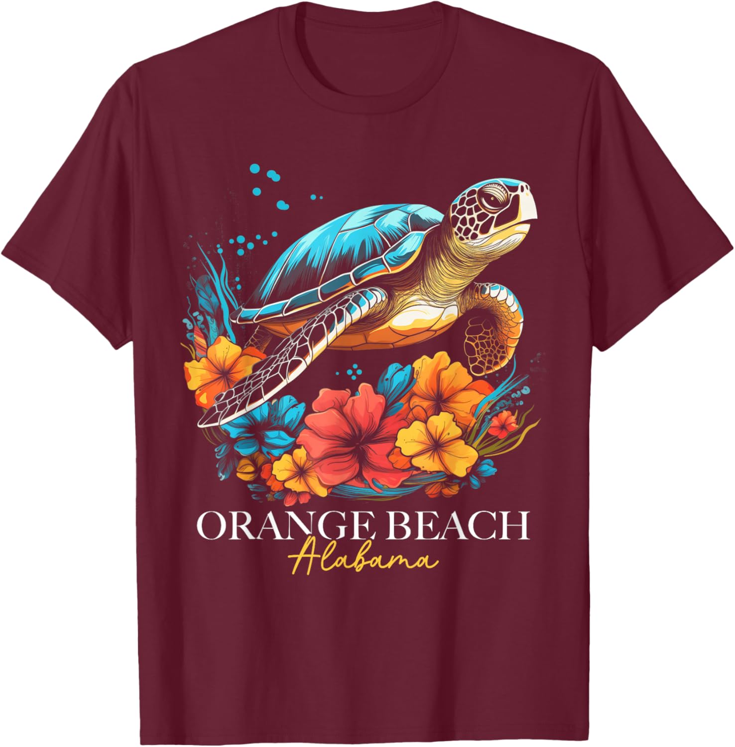 Orange Beach Alabama Sea Turtle Surf Surfer T-Shirt - T-Shirt | Maroon