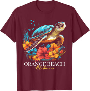 Orange Beach Alabama Sea Turtle Surf Surfer T-Shirt - T-Shirt | Maroon