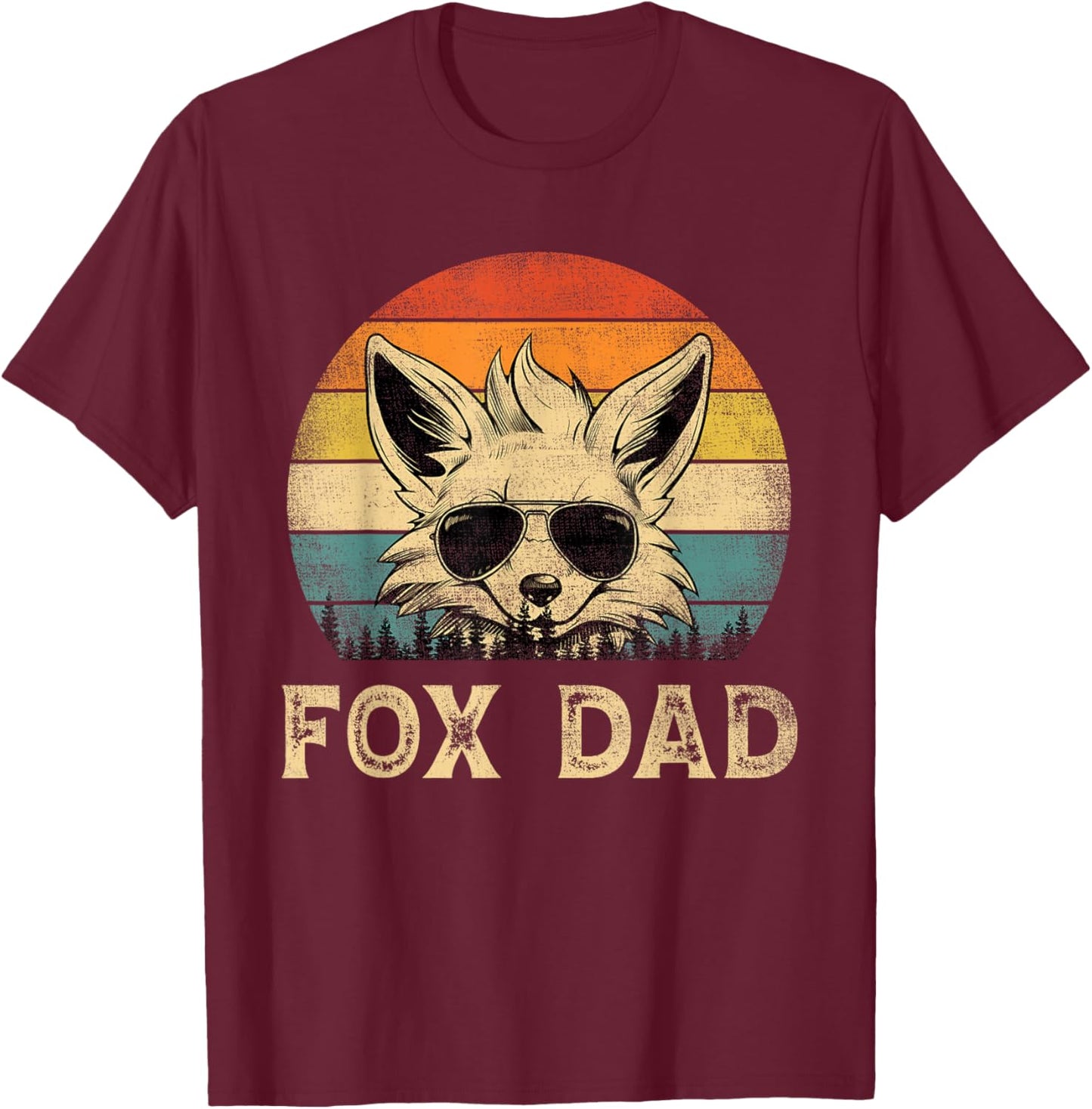 Vintage Fox Dad Fox Lovers Daddy Father's Day T-Shirt - T-Shirt | Maroon
