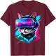 Funny VR Gamer Cat In VR Headset Virtual Reality Gaming T-Shirt - T-Shirt | Maroon