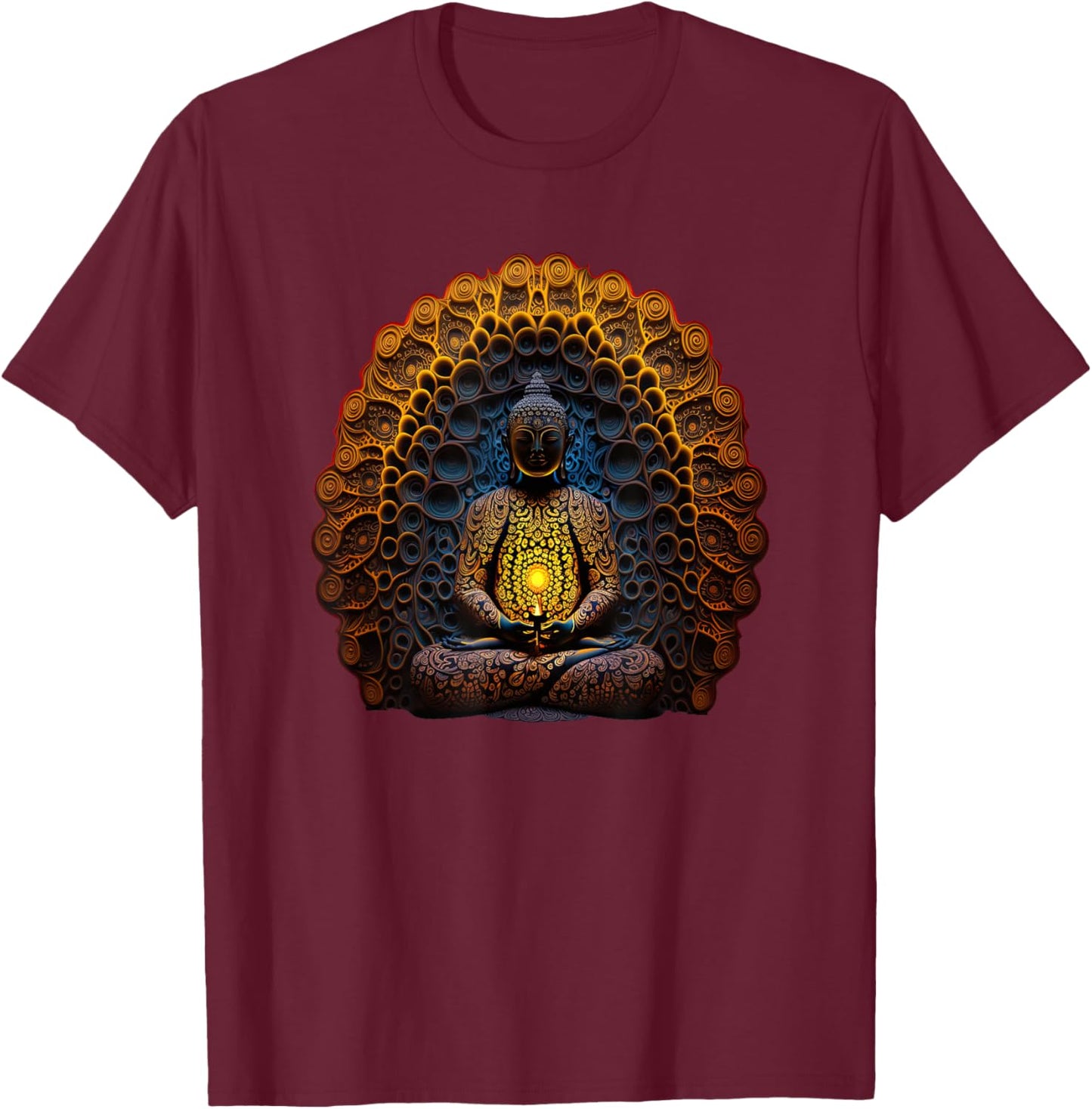 Buddha Statue Yoga Buddhist Zen Buddhism Meditation T-Shirt - T-Shirt | Maroon