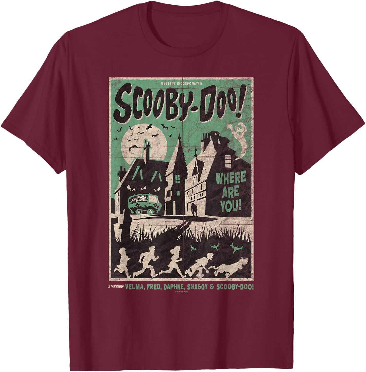Scooby-Doo Mystery Incorporated Scary House Movie Poster T-Shirt - T-Shirt | Maroon