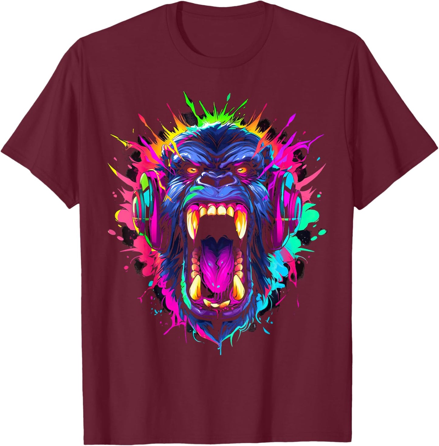 Gorilla shouting meme monkey gamer gorillas T-Shirt - T-Shirt | Maroon