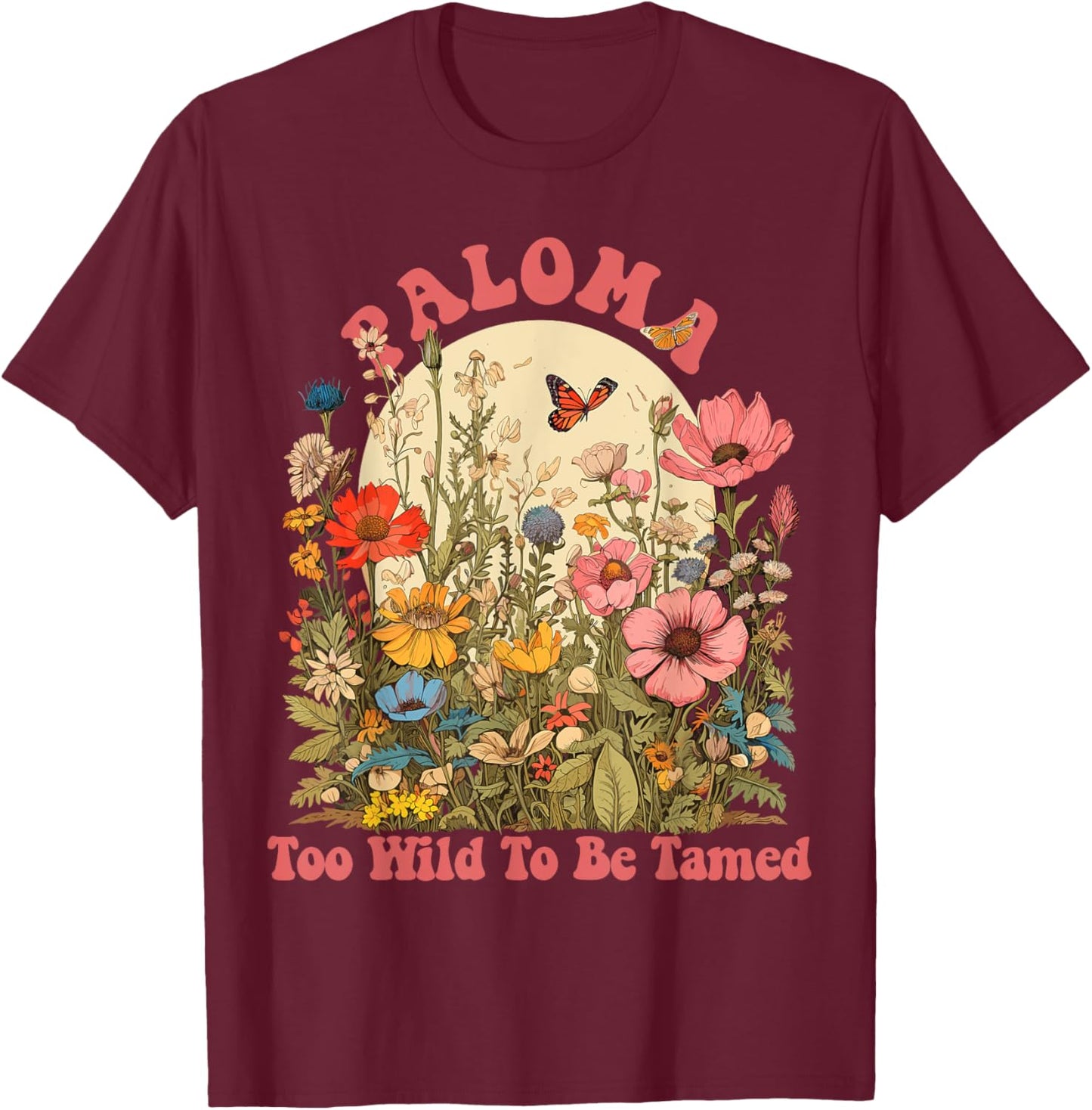 PALOMA Name Cute Retro Girls Wildflower PALOMA Name T-Shirt - T-Shirt | Maroon