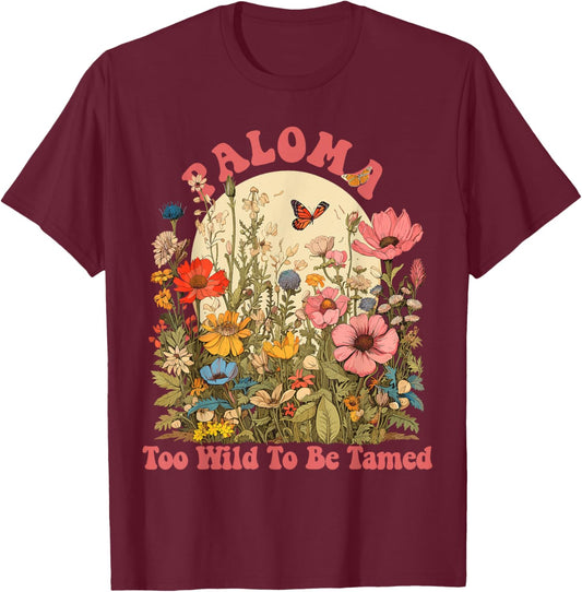 PALOMA Name Cute Retro Girls Wildflower PALOMA Name T-Shirt - T-Shirt | Maroon