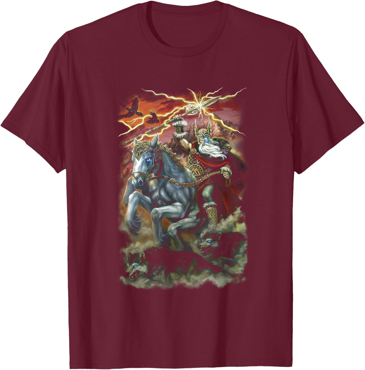 Odin Sleipnir horse norse nordic asatru Viking Fantasy art T-Shirt - T-Shirt | Maroon
