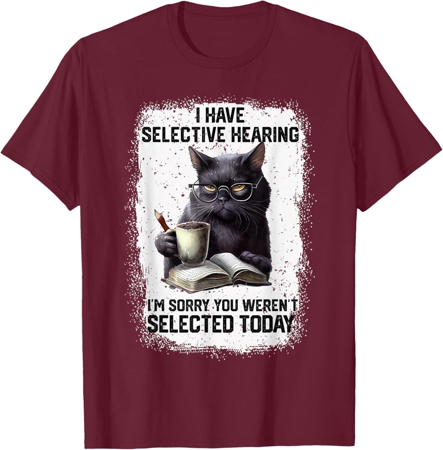 Funny Cat Sarcasm Humor Present Outfits -Adults Black Small Modern Short Sleeve T-Shirt - T-Shirt | Maroon