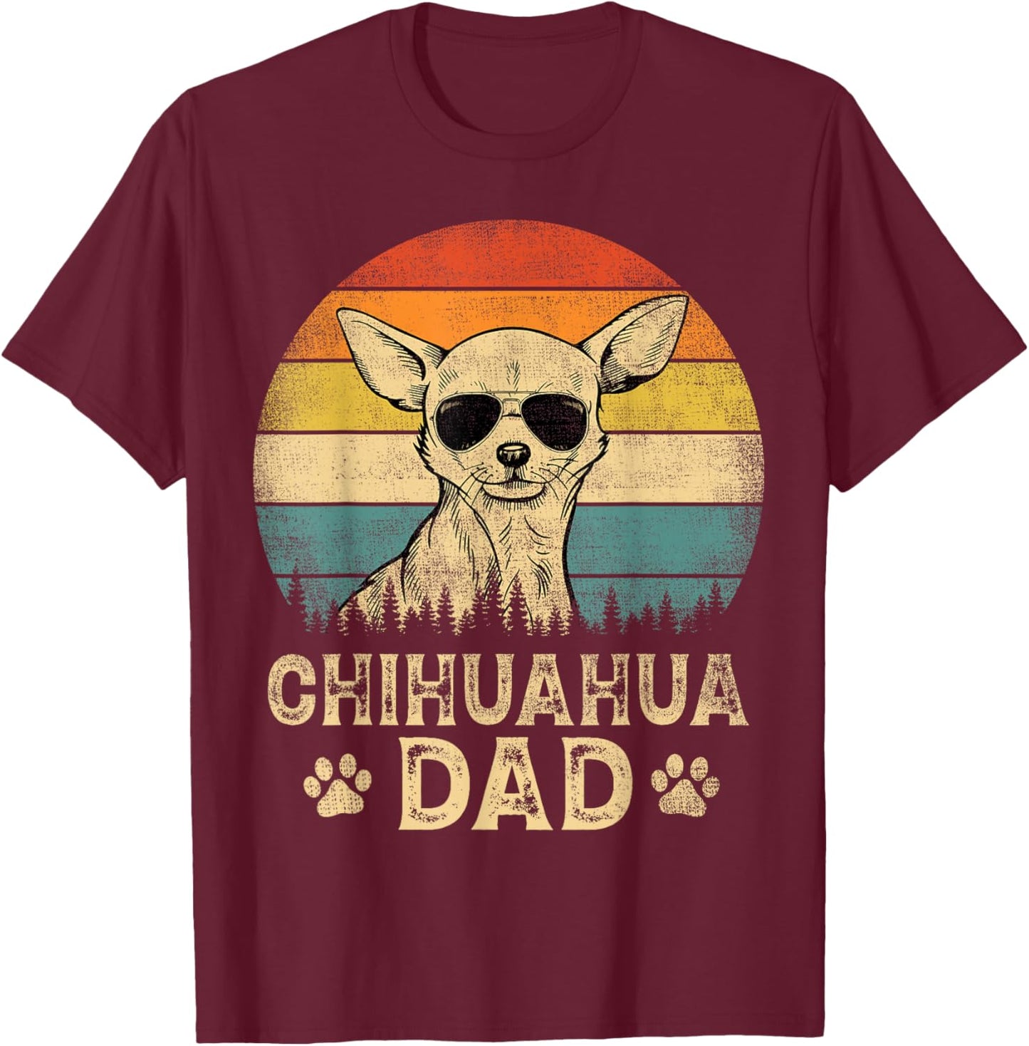 Vintage Chihuahua Dad Dog Lovers Father's Day T-Shirt - T-Shirt | Maroon