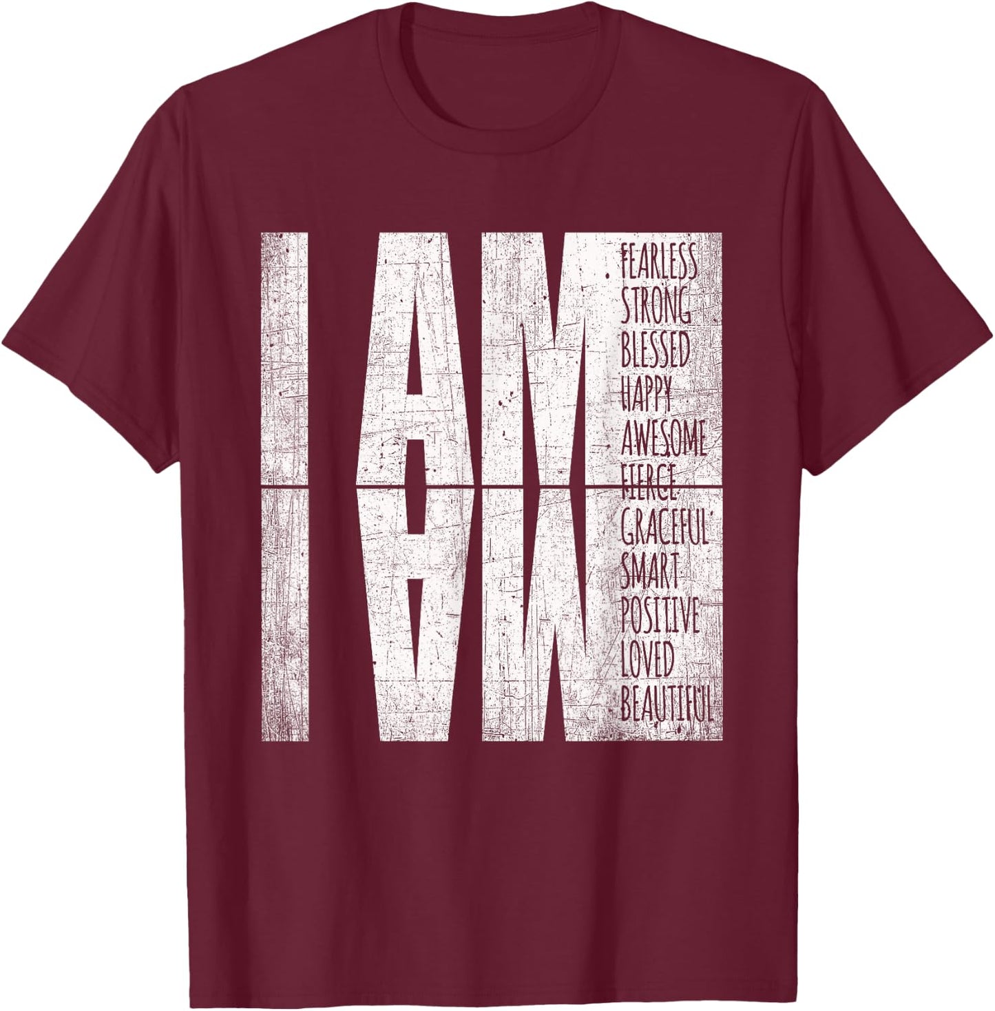 I Am Fearless Strong Blessed Pink Positive Affirmations Gift T-Shirt - T-Shirt | Maroon