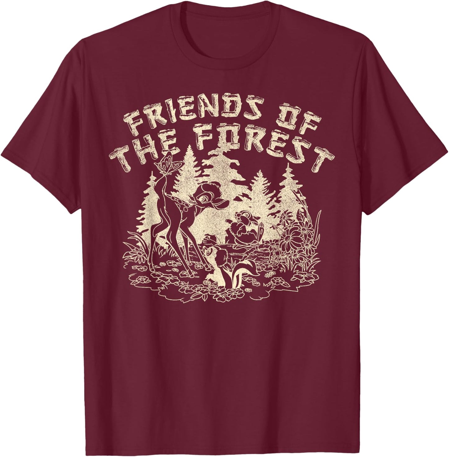 Disney Bambi Friends Of The Forest T-Shirt - T-Shirt | Maroon