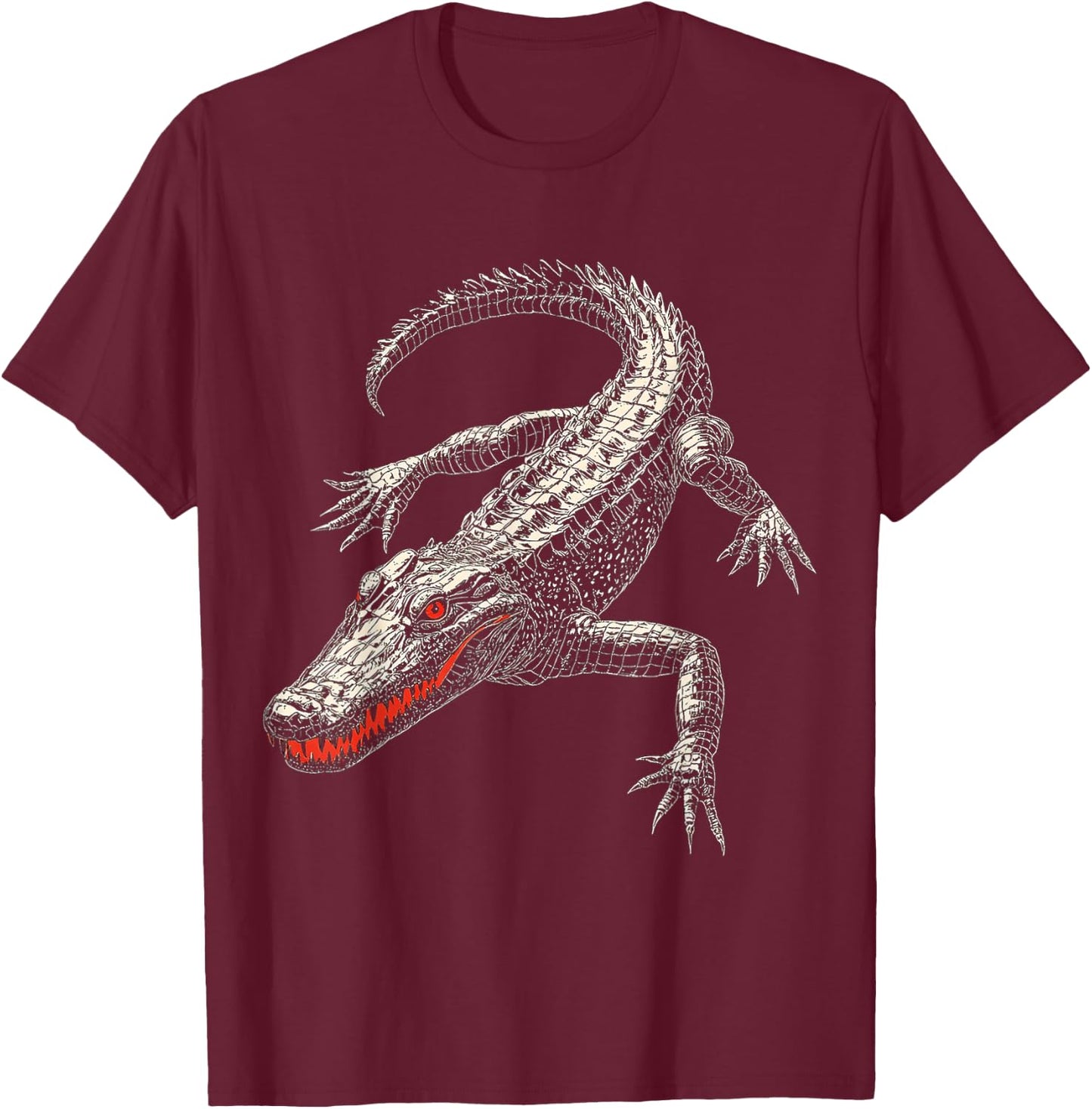 Crocodile Animal Graphic Artwork Crocodile T-Shirt - T-Shirt | Maroon