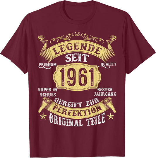 65th Birthday Gifts Man Woman 65 Years 1961 Decorative Funny T-Shirt - T-Shirt | Maroon