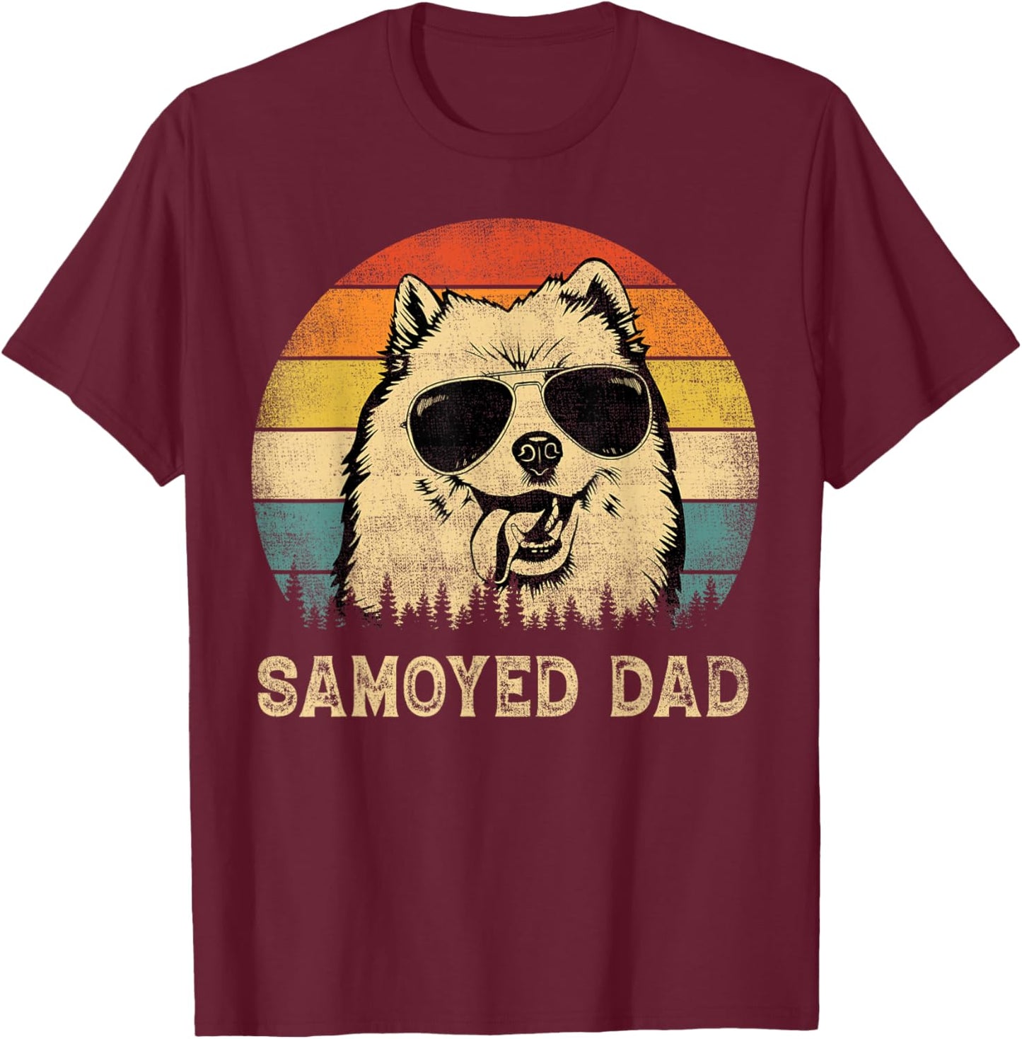 Vintage Samoyed Dad Dog Lovers Father's Day Men Women T-Shirt - T-Shirt | Maroon