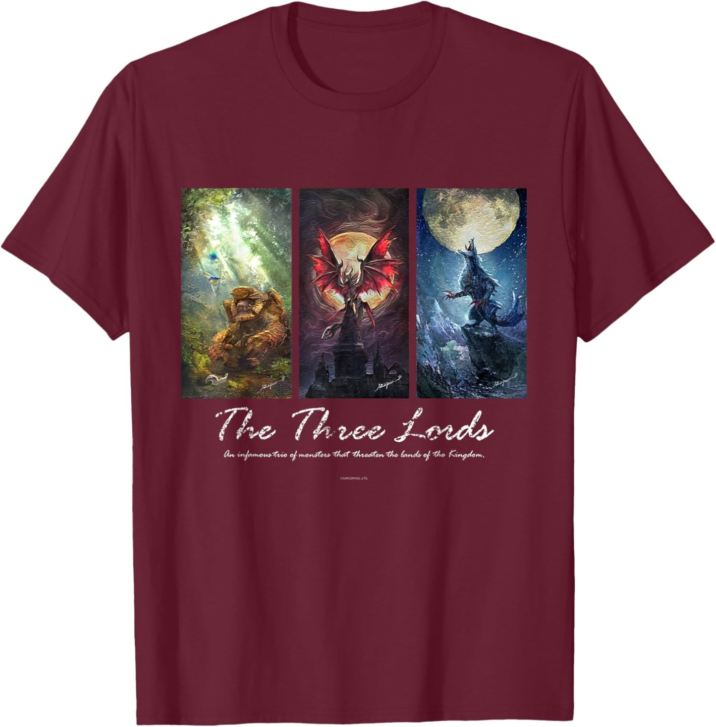 Monster Hunter Rise: Sunbreak The Three Lords T-Shirt - T-Shirt | Maroon