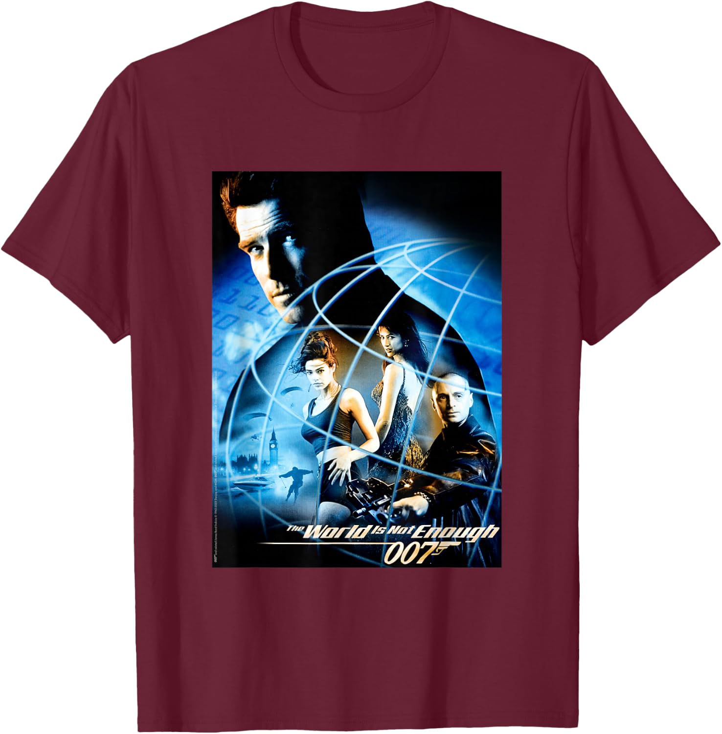 Official James Bond 007 The World is Not Enough T-Shirt - T-Shirt | Maroon