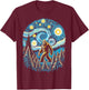 Bigfoot Starry Night Forest Van Gogh Sasquatch Painting Art T-Shirt - T-Shirt | Maroon