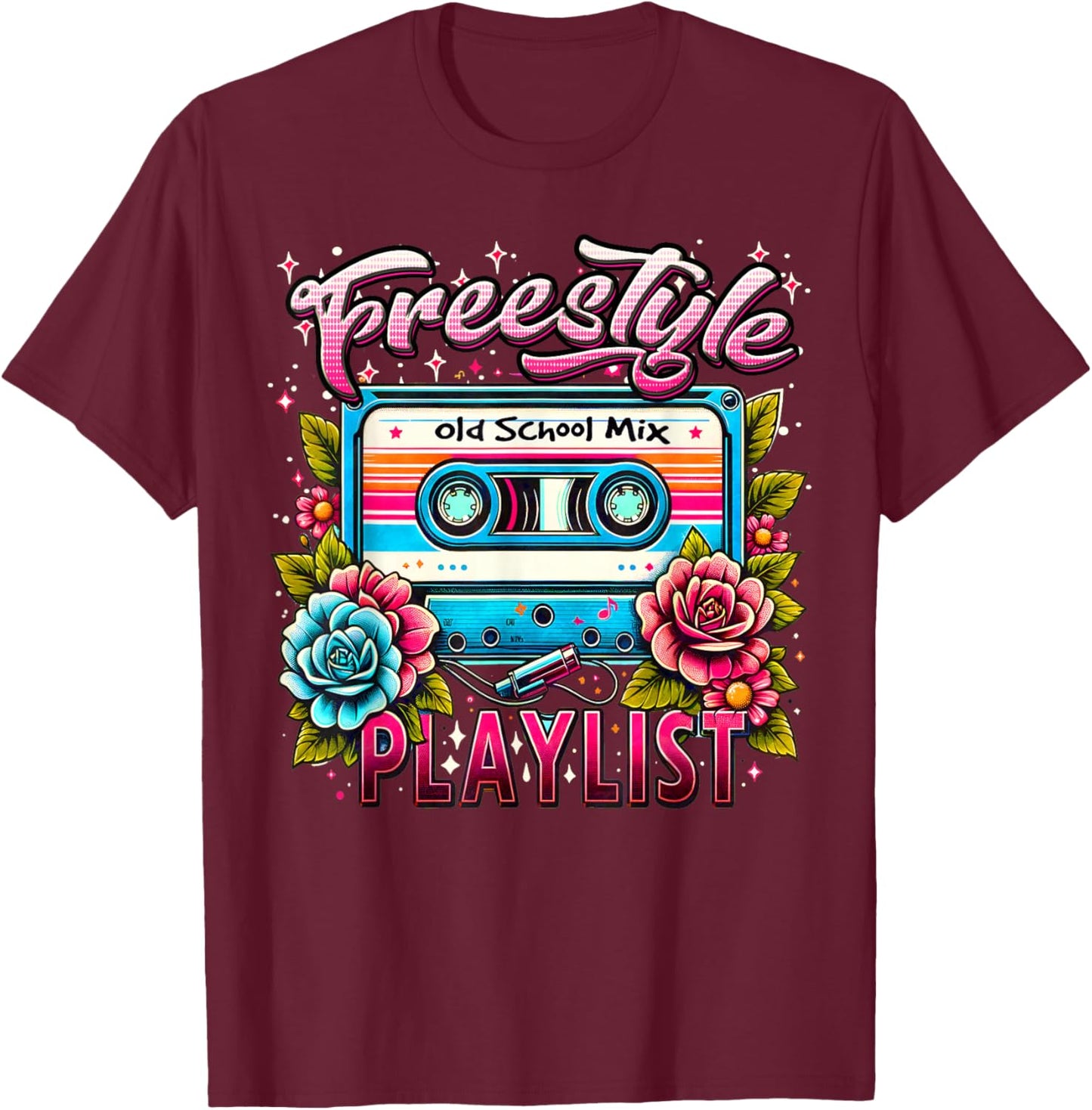 Freestyle Playlist Old School Mix Best Throwback Concert T-Shirt - T-Shirt | Maroon