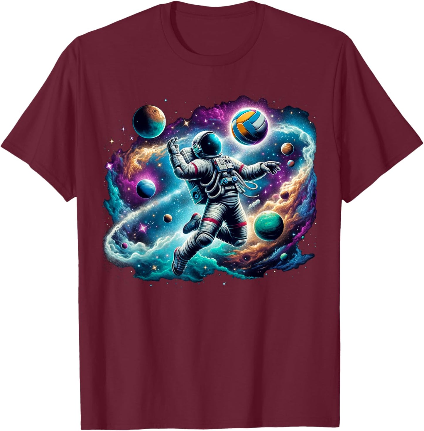 Volleyball on Volleyball player Astronaut Volleyball T-Shirt - T-Shirt | Maroon