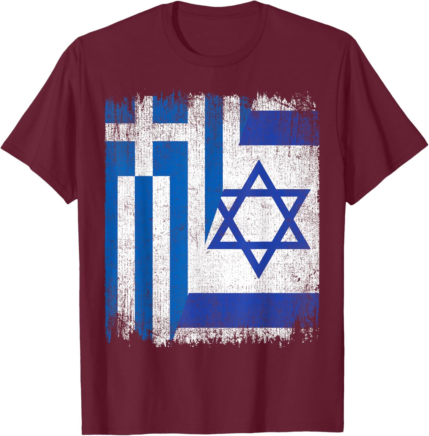 Half Greece Israel Flag Greek Israelis Pride Roots T-Shirt - T-Shirt | Maroon