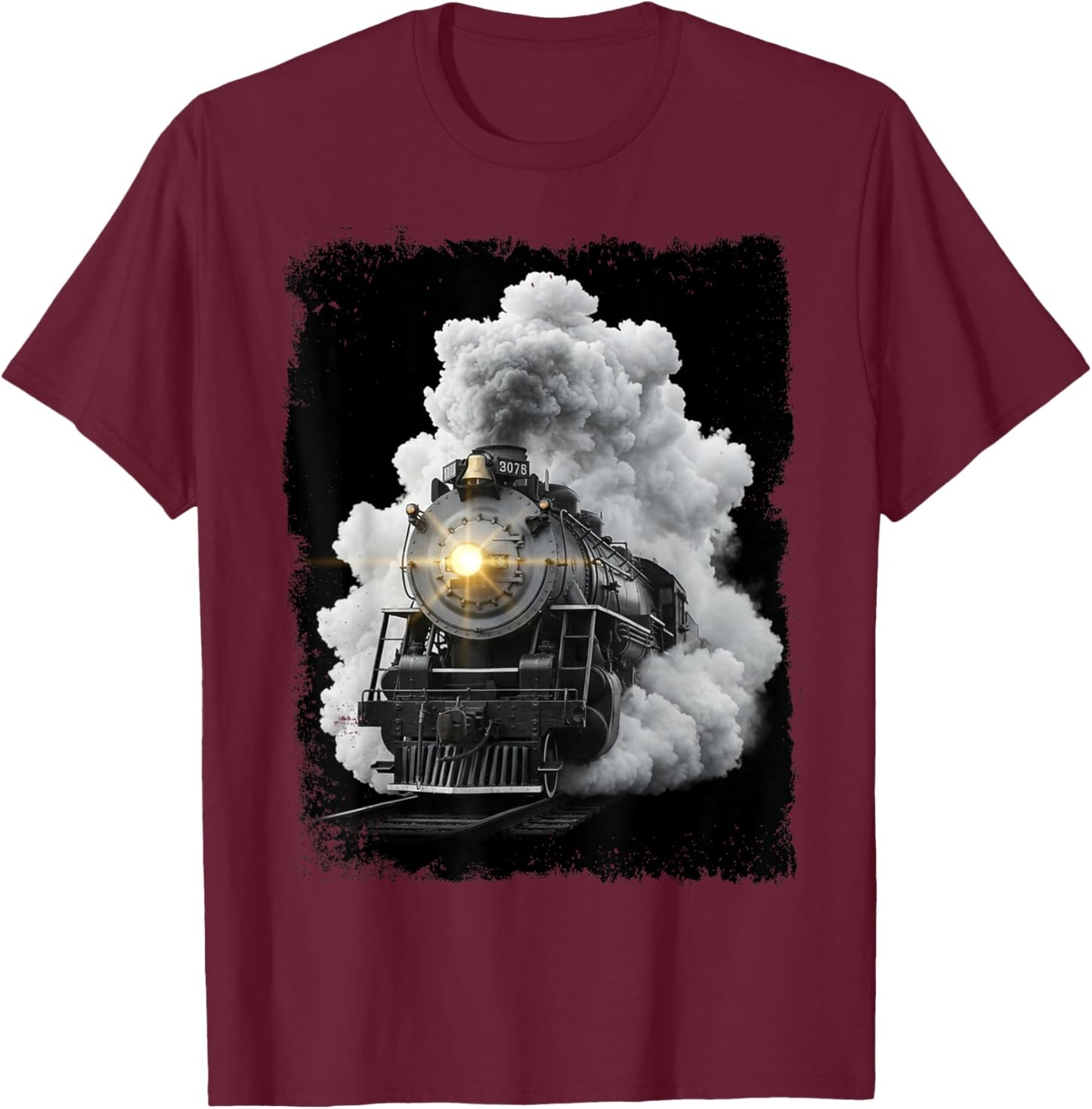 Steam Train Locomotive Engine Conductor Railway Boys Men T-Shirt - T-Shirt | Maroon