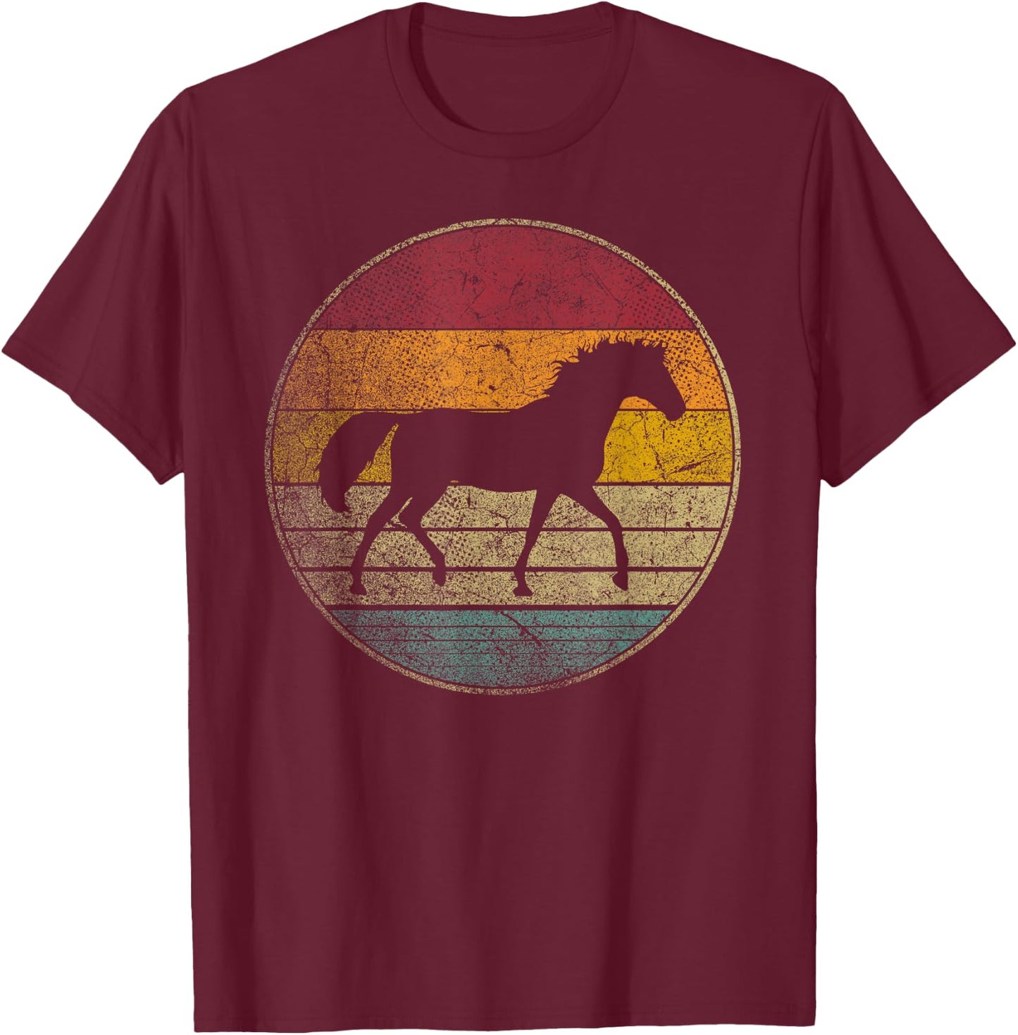 Horse Riding Love Equestrian Girl Vintage Distressed Retro T-Shirt - T-Shirt | Maroon