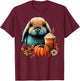 Holland Lop Rabbit Pumpkin Spice Latte Lovers Bunny Autumn T-Shirt - T-Shirt | Maroon