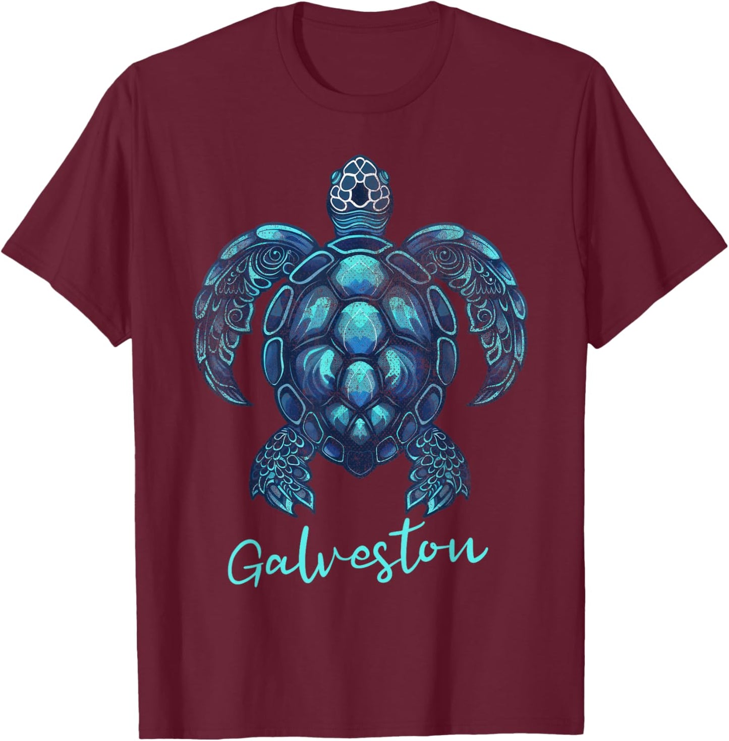 Galveston Texas TX | Water Turtle T-Shirt - T-Shirt | Maroon