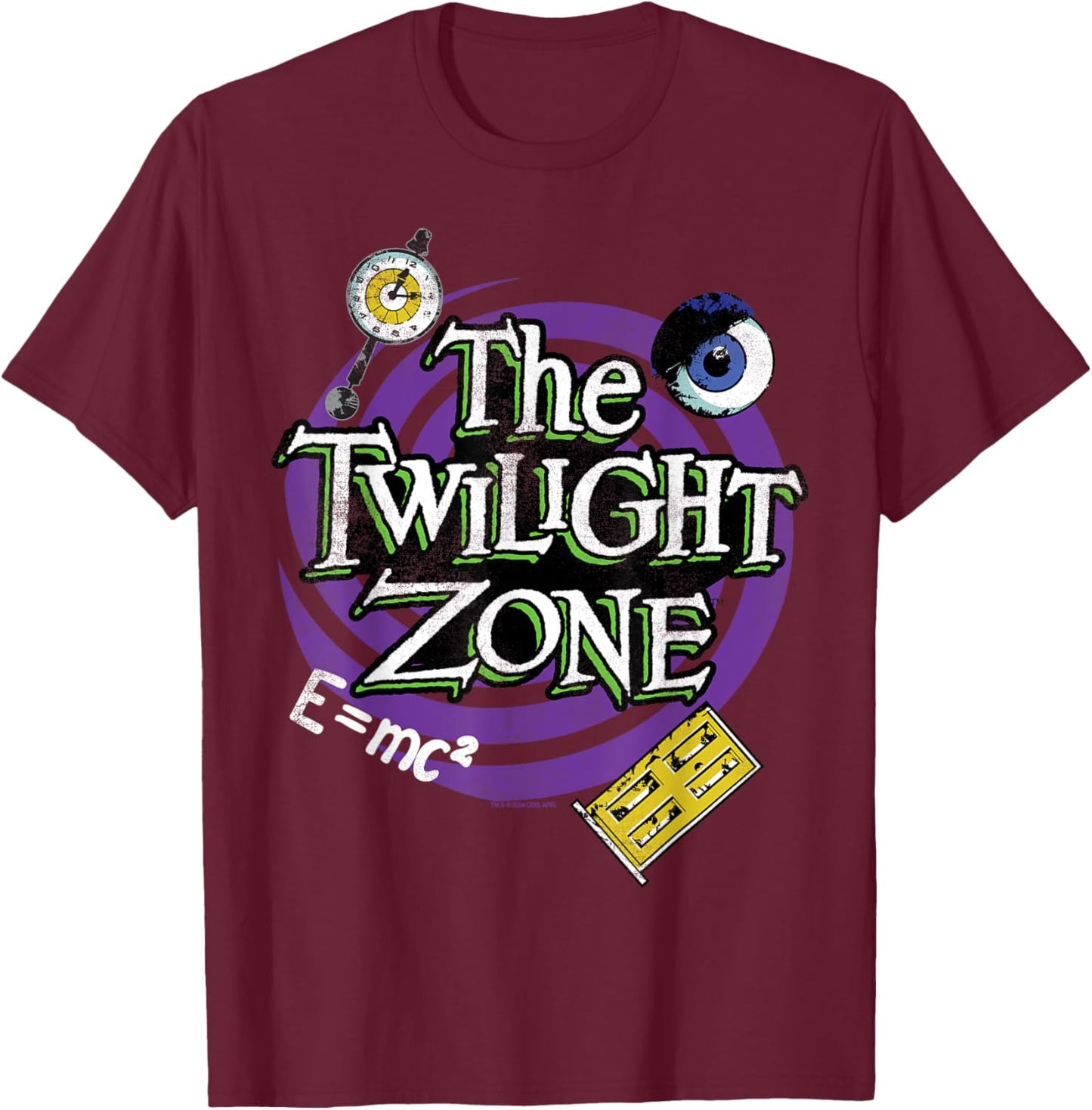 The Twilight Zone Title Halloween Spiral Door Purple T-Shirt - T-Shirt | Maroon