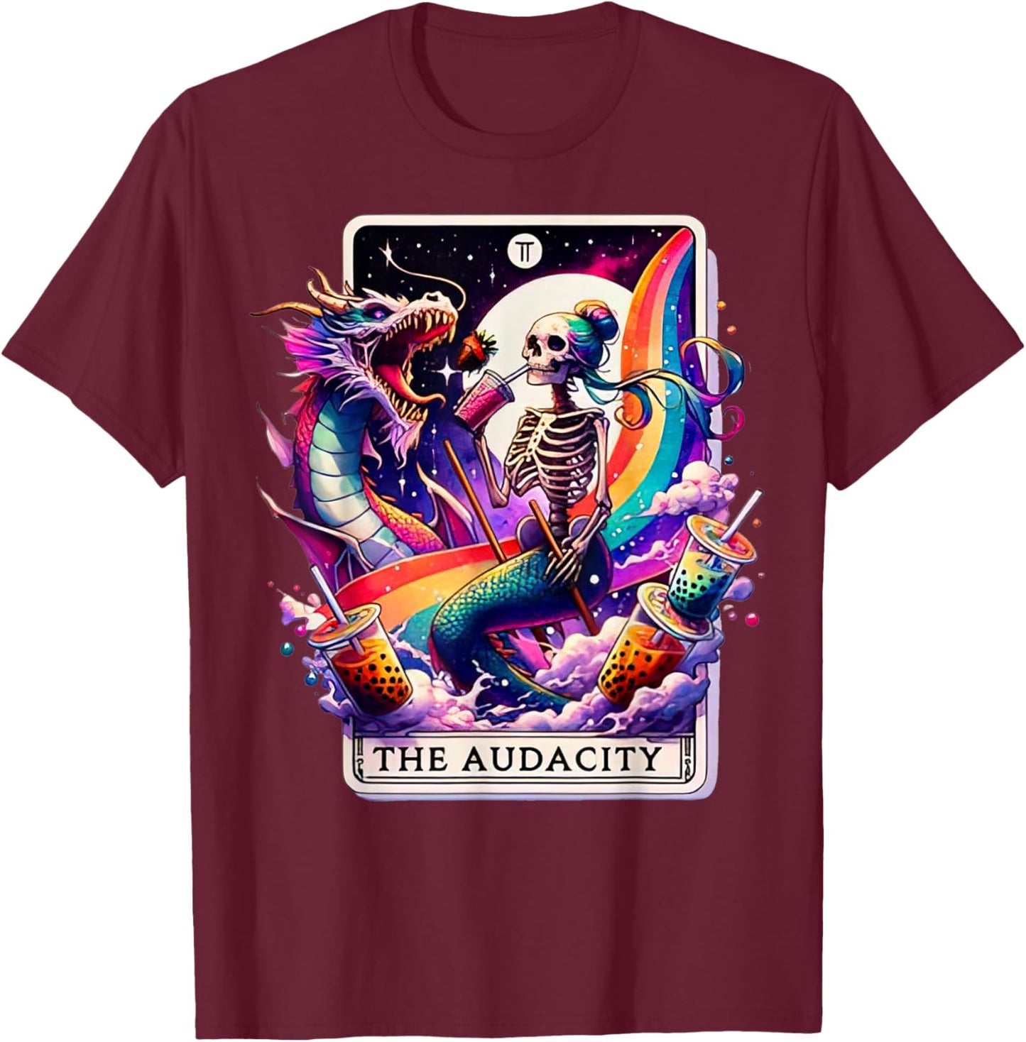 The Audacity Tarot Mermaid Dragon T-Shirt - T-Shirt | Maroon