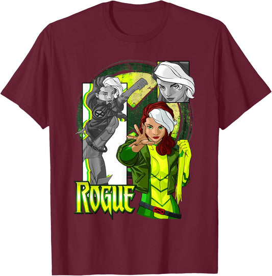 Marvel X-Men Rogue Collage Panel Logo T-Shirt - T-Shirt | Maroon