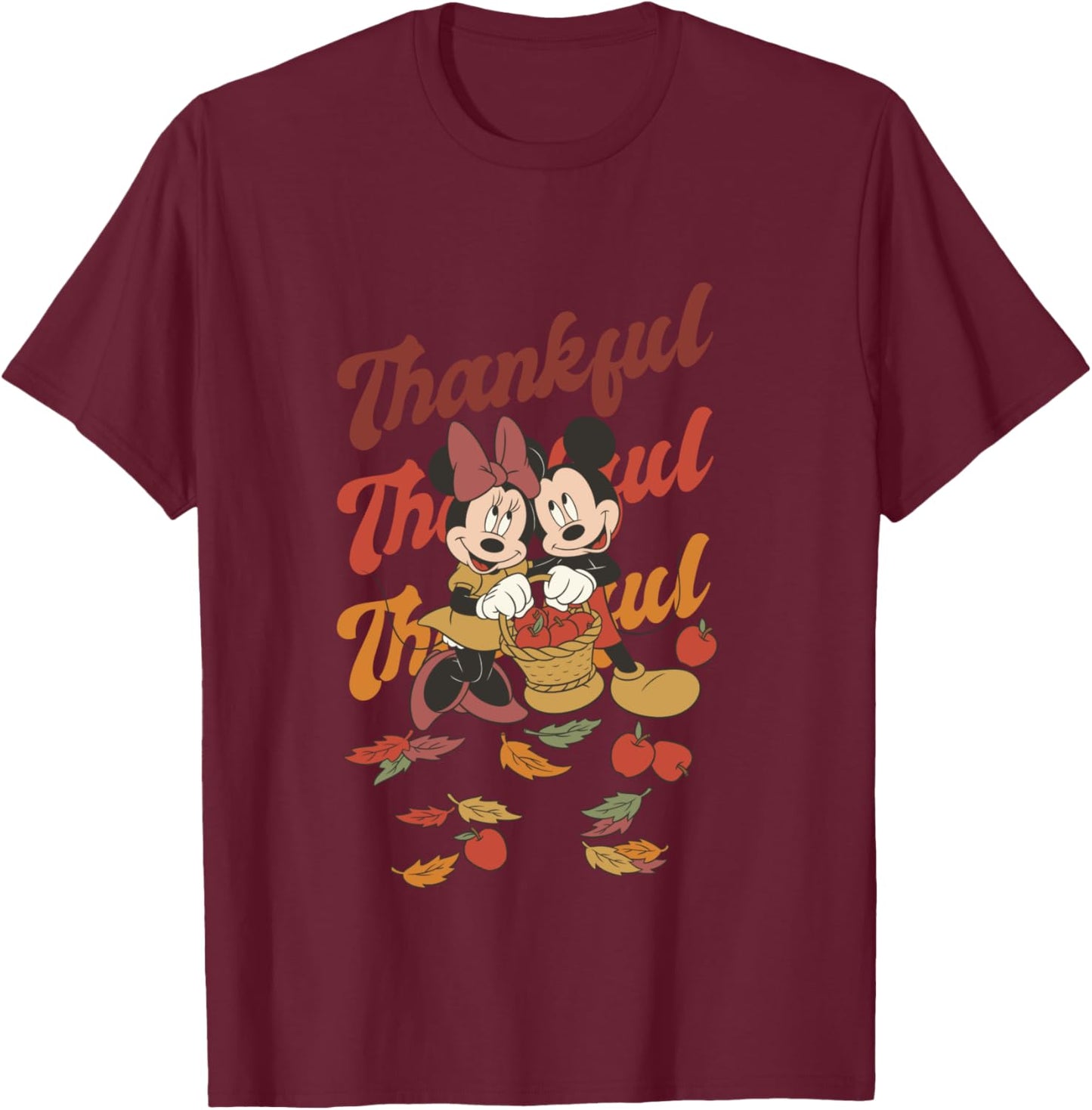 Disney Mickey and Friends Thanksgiving Classic Thankful Duo T-Shirt - T-Shirt | Maroon