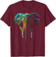 Elephant Colorful Animal Art Graphic Elephant T-Shirt - T-Shirt | Maroon