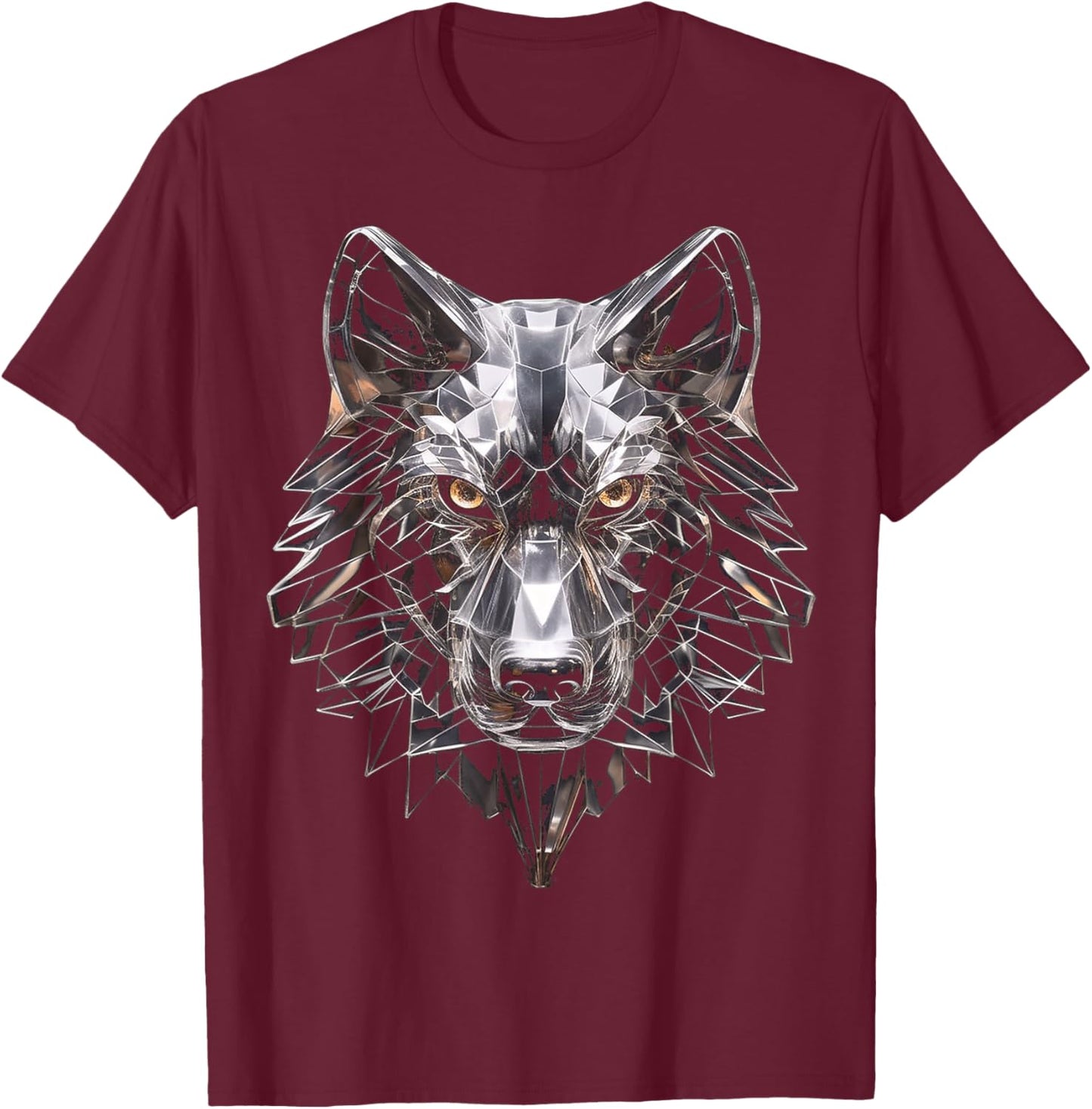 Wolf Glass Art Polygon Animal Abstract Graphic Wolf T-Shirt - T-Shirt | Maroon