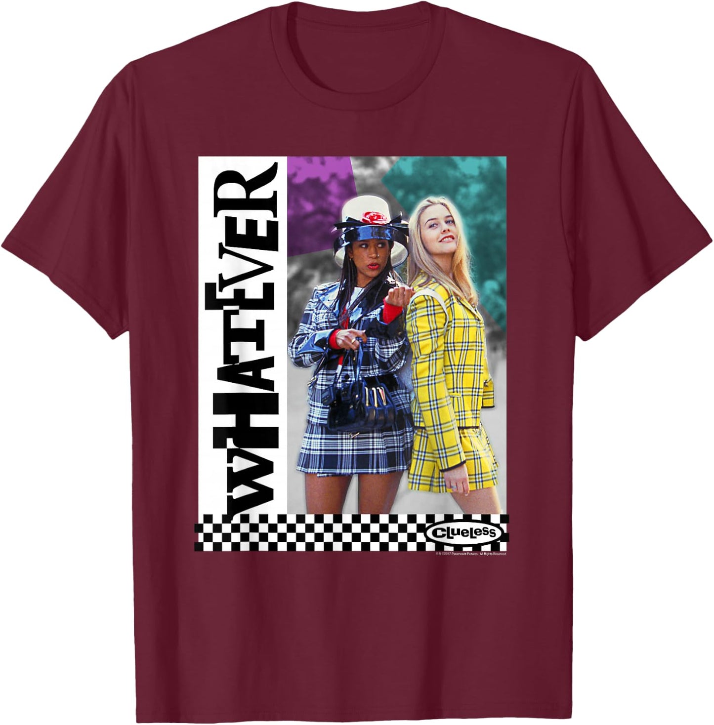 Clueless Whatever Checker T-Shirt - T-Shirt | Maroon