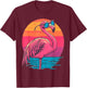 Retro Flamingo Sunglasses Sunset Style Vintage T-Shirt - T-Shirt | Maroon
