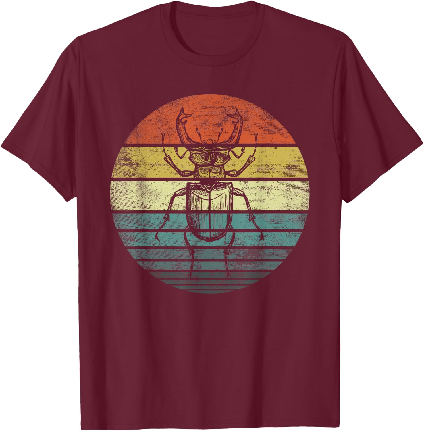 Bug Lover Entomologist Gifts Retro Sunset Insects Entomology T-Shirt - T-Shirt | Maroon