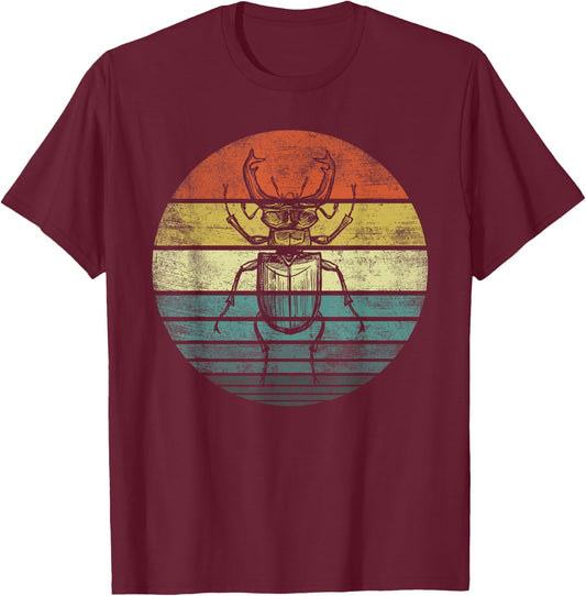 Bug Lover Entomologist Gifts Retro Sunset Insects Entomology T-Shirt - T-Shirt | Maroon