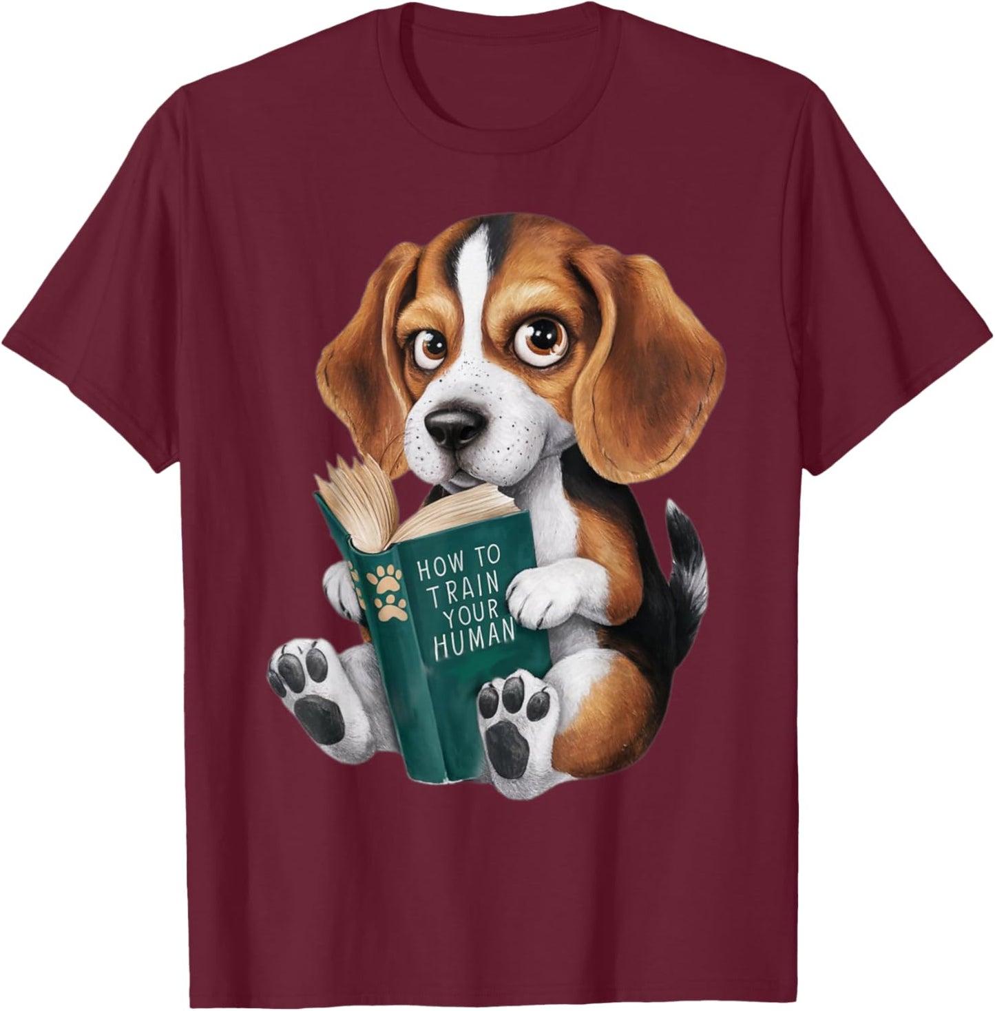 Beagle Dog, puppie, how to train your human, funny T-Shirt - T-Shirt | Maroon