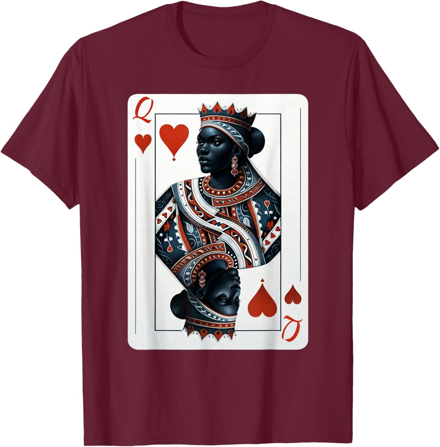 Black Queen of Hearts Card Deck Game Proud Black Woman T-Shirt - T-Shirt | Maroon