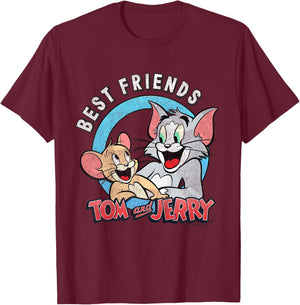 Kids Tom and Jerry Best Friends Portrait T-Shirt - T-Shirt | Maroon