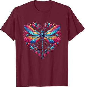 Dragonfly Love Spiritual Colorful Dragonflies Art Garden T-Shirt - T-Shirt | Maroon