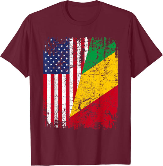 CONGOLESE American Flag | Men Women Kids | CONGO T-Shirt - T-Shirt | Maroon