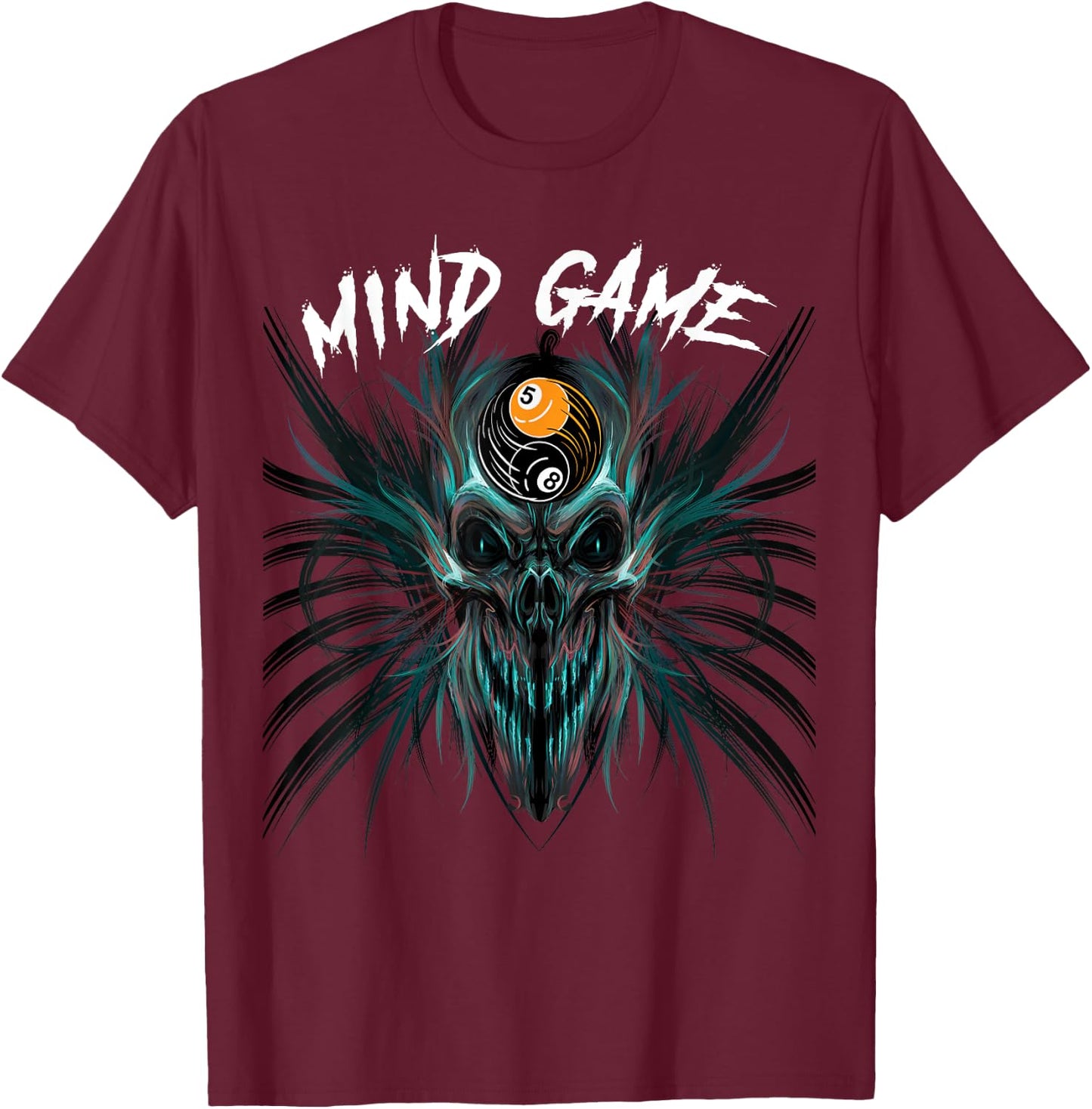 Billiards Pool snooker Skull 8-ball 9-ball T-Shirt - T-Shirt | Maroon